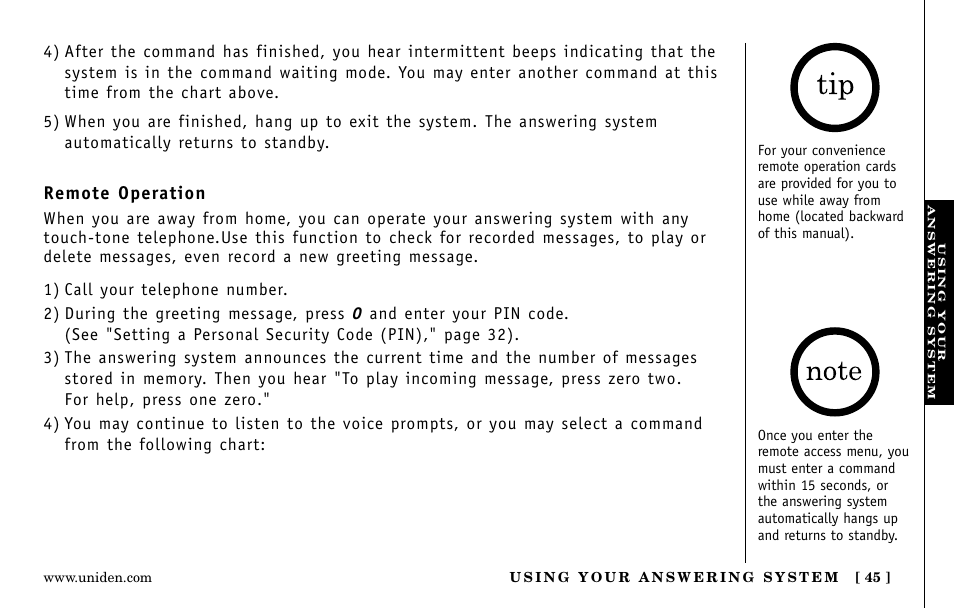 Uniden EXa15580 User Manual | Page 45 / 64