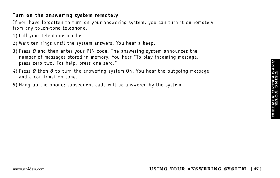 Uniden EXa15580 User Manual | Page 47 / 64