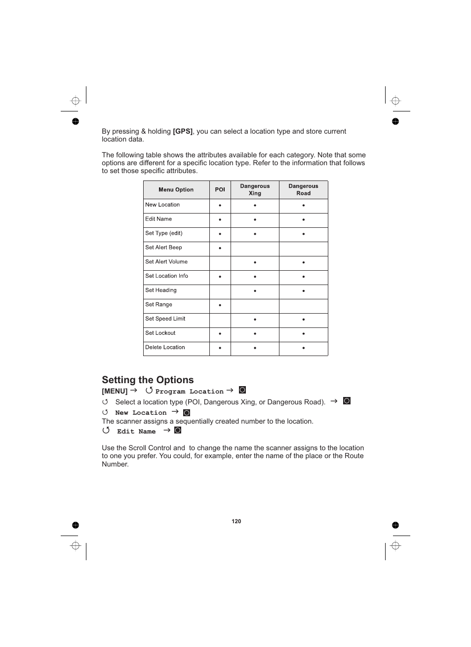 Setting the options | Uniden UBCD996T User Manual | Page 120 / 176