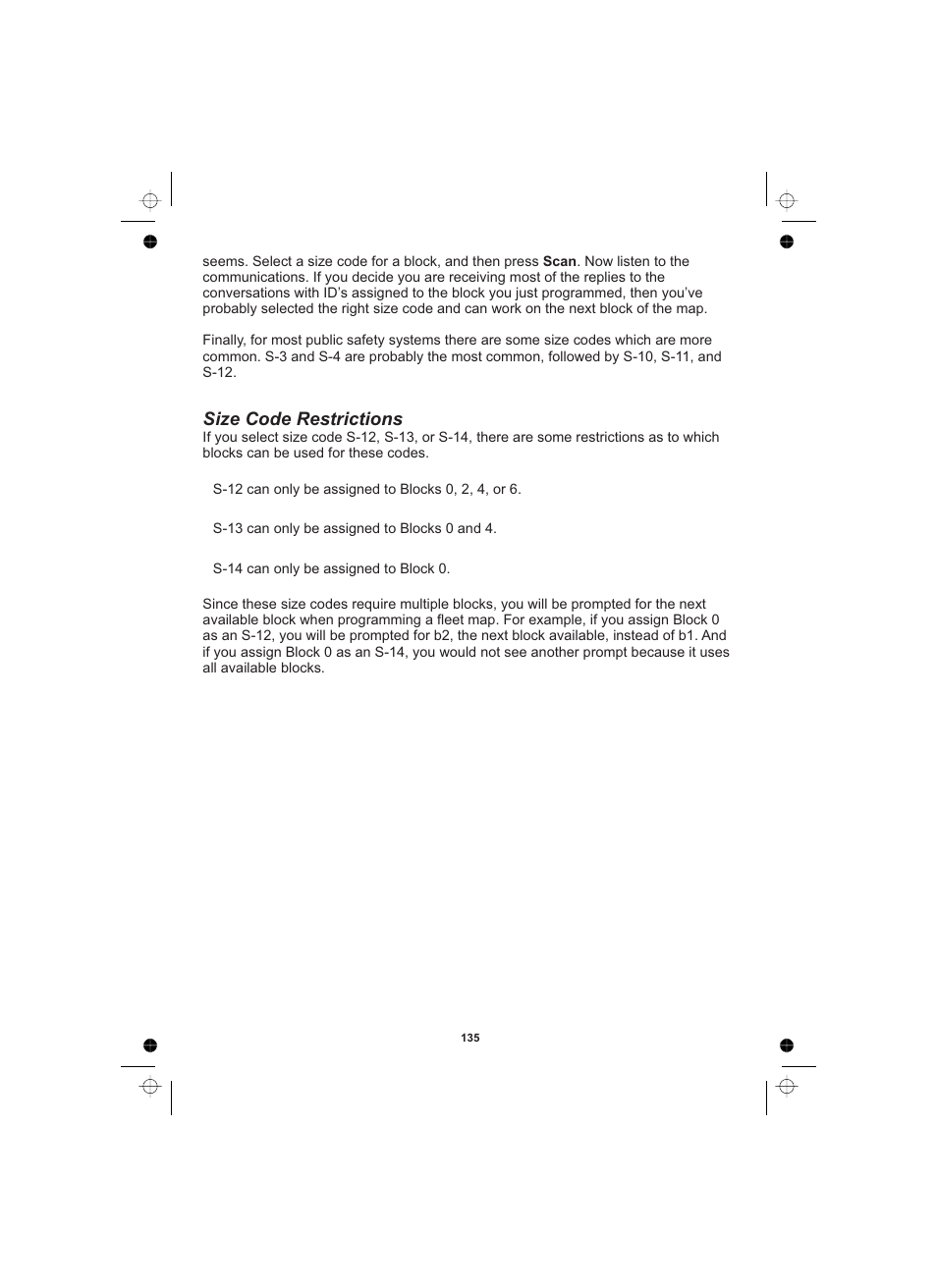 Size code restrictions | Uniden UBCD996T User Manual | Page 135 / 176