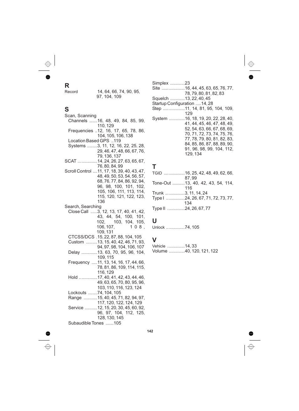 Rs t u v | Uniden UBCD996T User Manual | Page 142 / 176