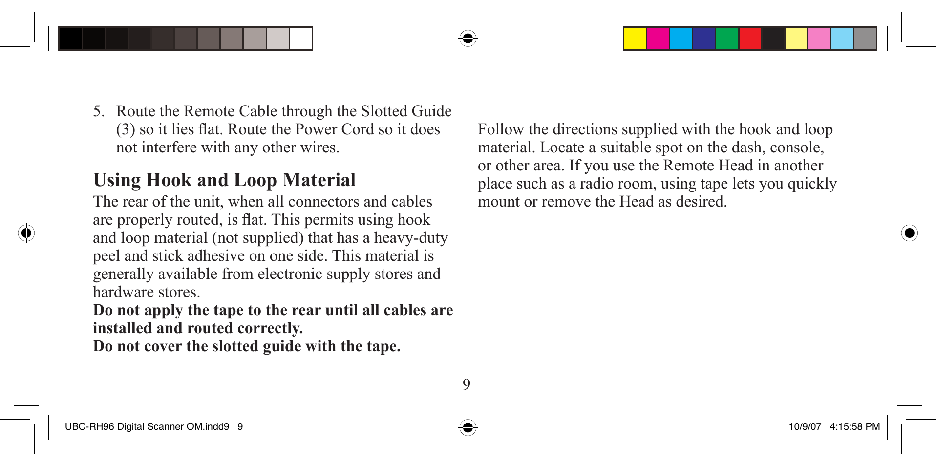 Using hook and loop material | Uniden UBCD996T User Manual | Page 157 / 176