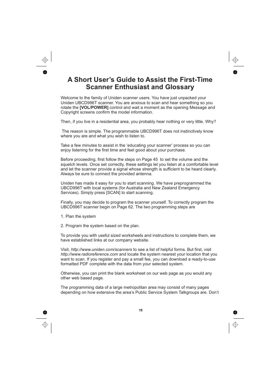 Uniden UBCD996T User Manual | Page 19 / 176
