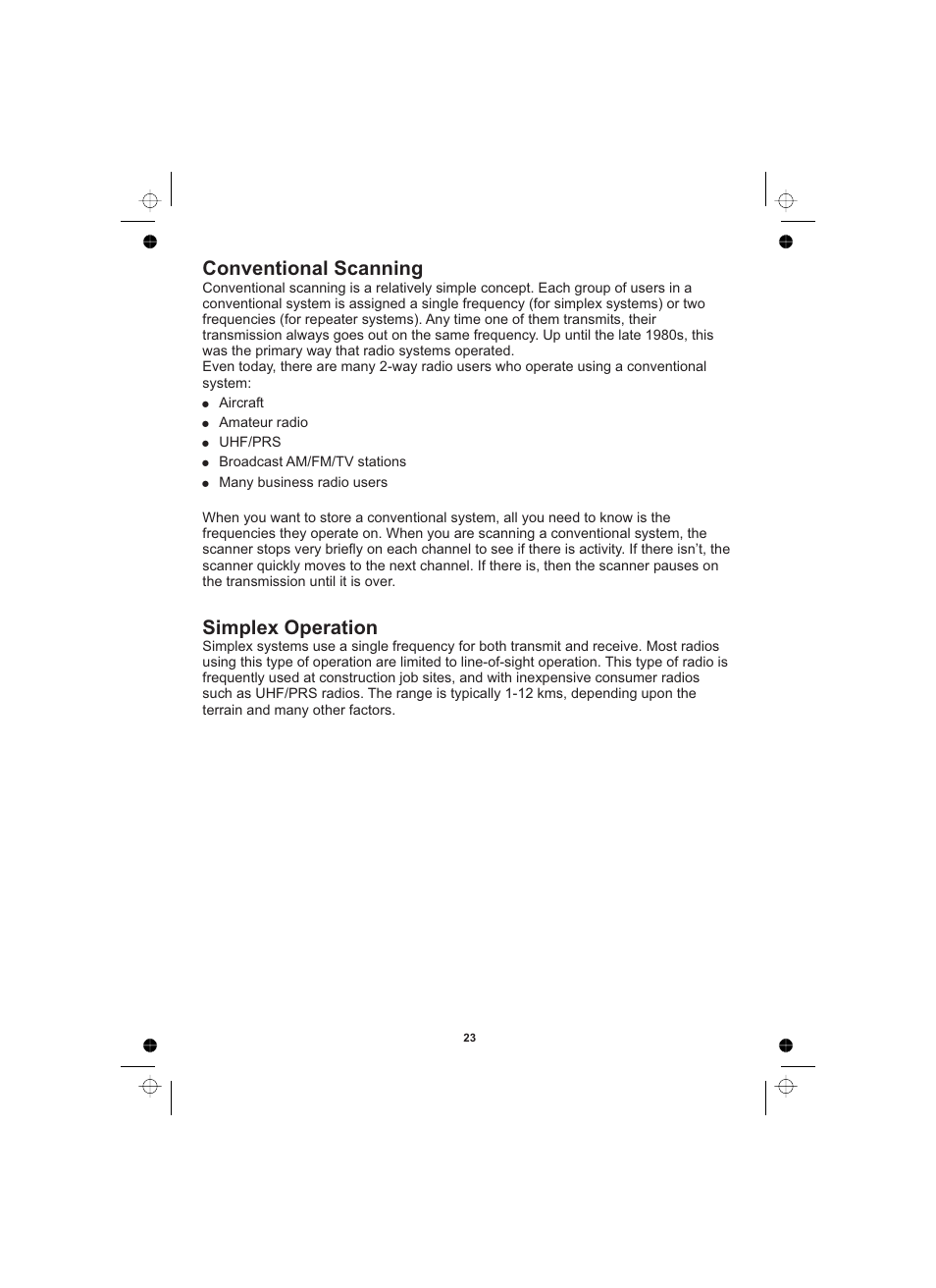 Conventional scanning simplex operation | Uniden UBCD996T User Manual | Page 23 / 176