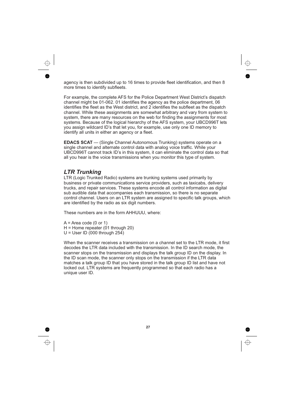Ltr trunking | Uniden UBCD996T User Manual | Page 27 / 176