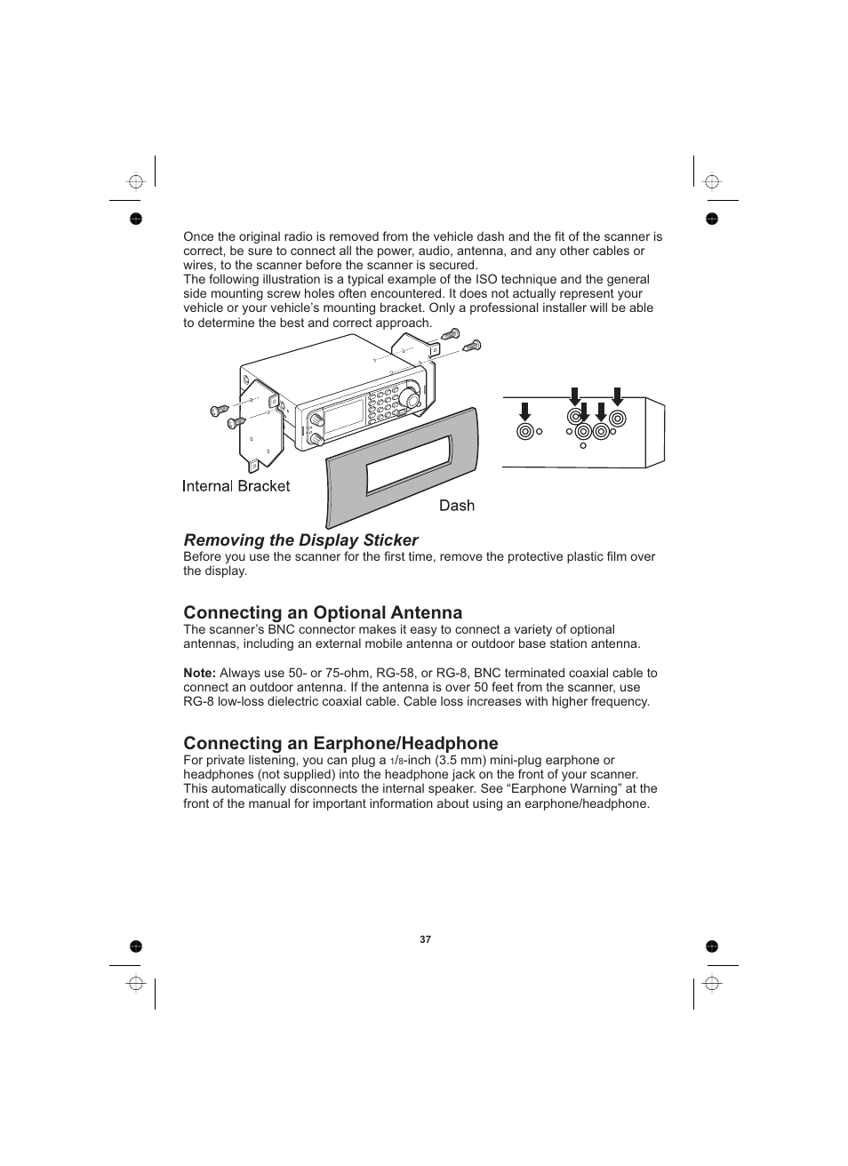 Removing the display sticker | Uniden UBCD996T User Manual | Page 37 / 176