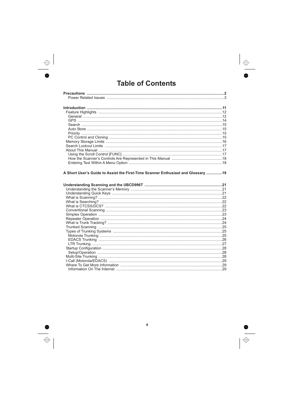 Uniden UBCD996T User Manual | Page 4 / 176