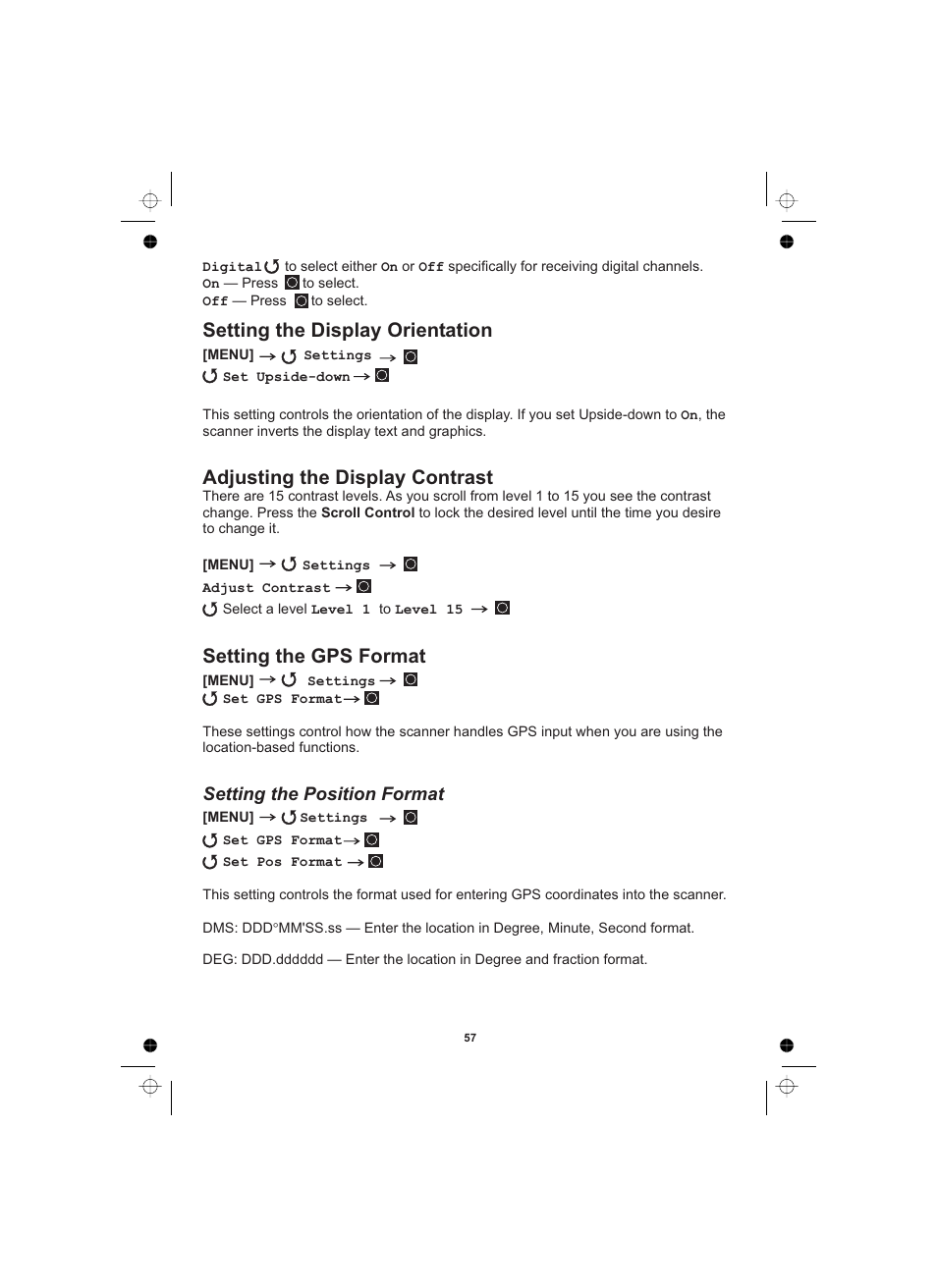 Setting the position format | Uniden UBCD996T User Manual | Page 57 / 176