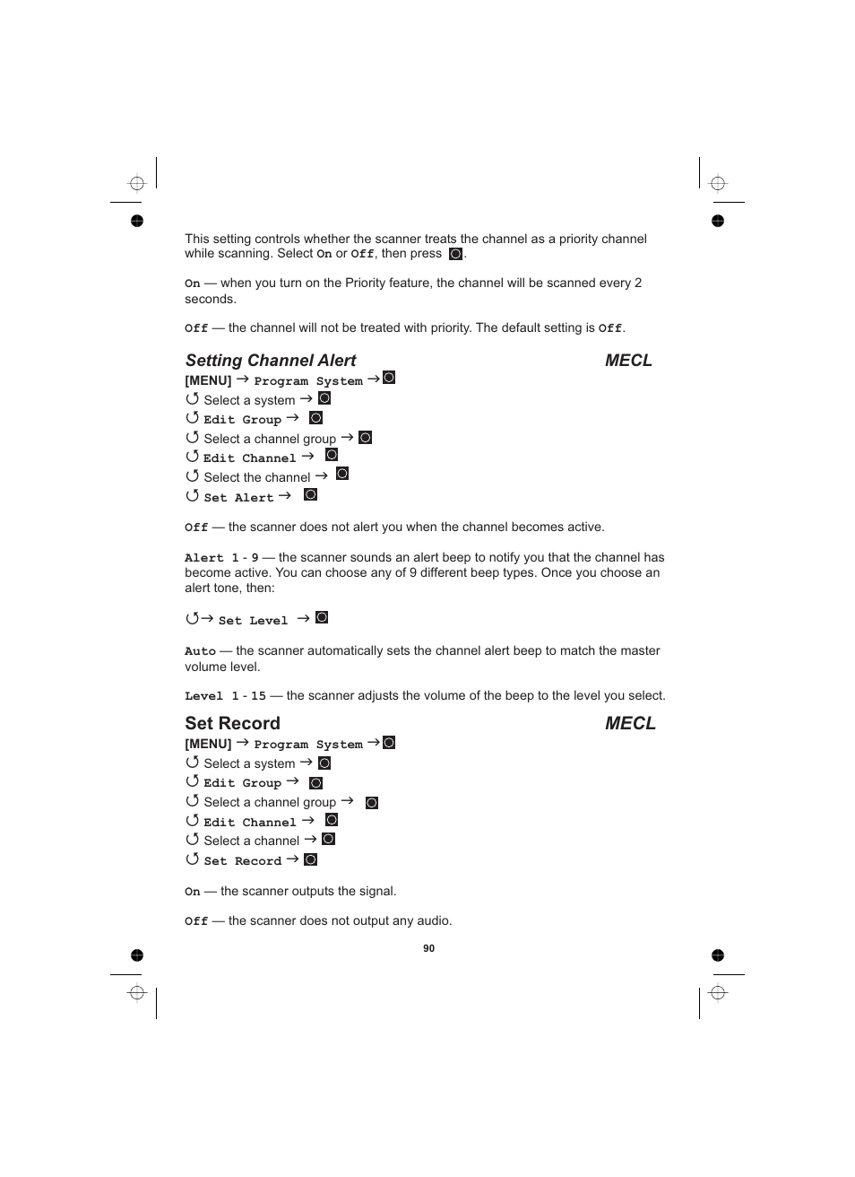 Set record mecl | Uniden UBCD996T User Manual | Page 90 / 176