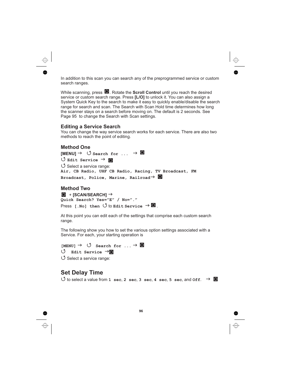 Set delay time | Uniden UBCD996T User Manual | Page 96 / 176