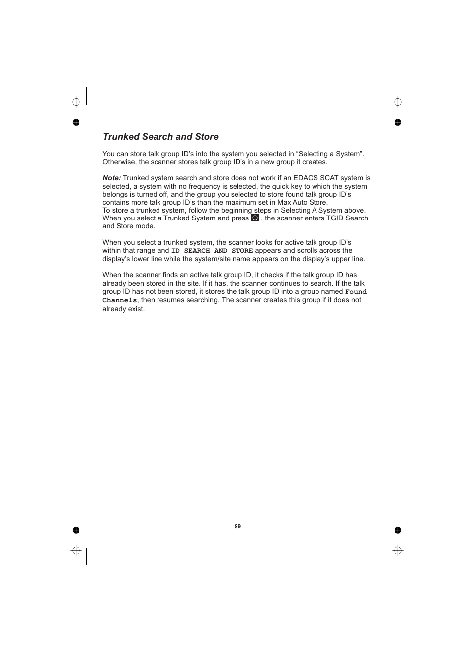 Trunked search and store | Uniden UBCD996T User Manual | Page 99 / 176