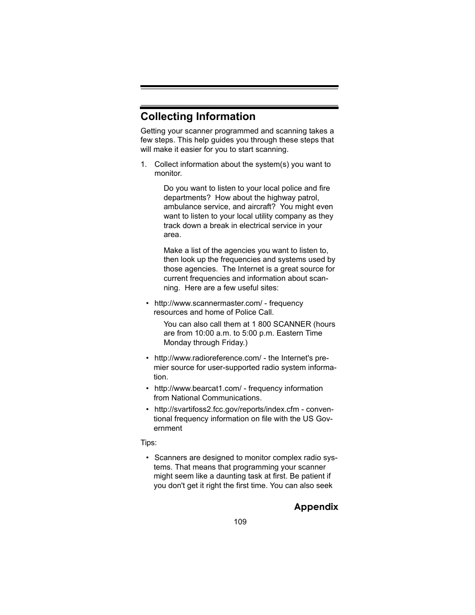 Collecting information | Uniden BC246T User Manual | Page 109 / 140