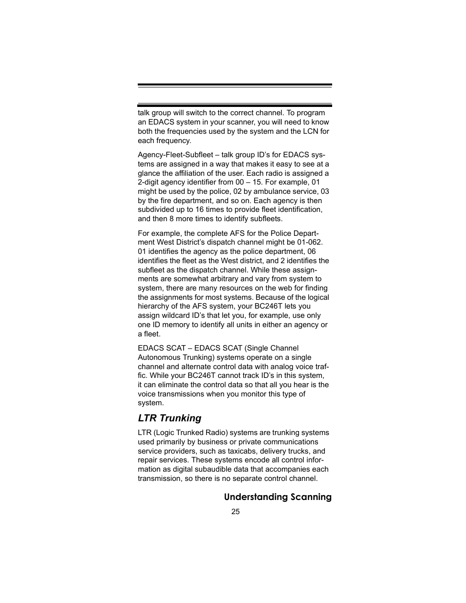 Ltr trunking | Uniden BC246T User Manual | Page 25 / 140