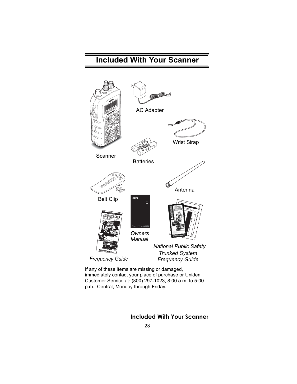 Included with your scanner, Setting up your scanner | Uniden BC246T User Manual | Page 28 / 140