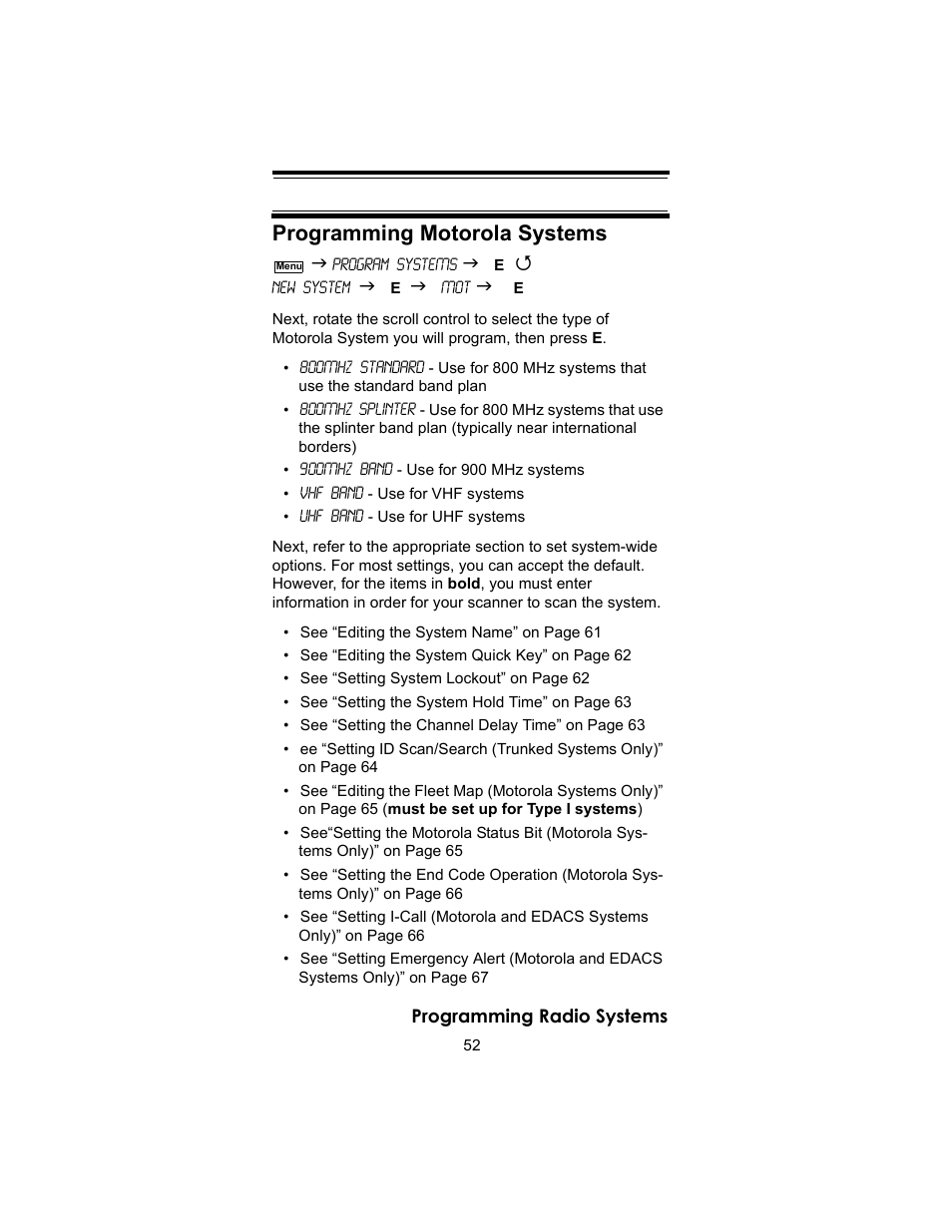 Programming motorola systems | Uniden BC246T User Manual | Page 52 / 140