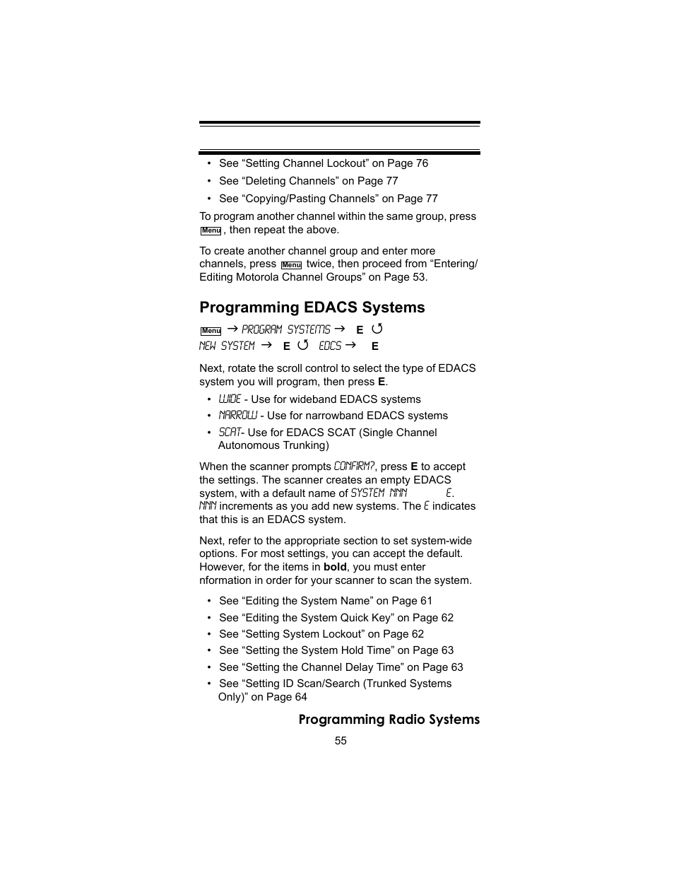 Programming edacs systems | Uniden BC246T User Manual | Page 55 / 140