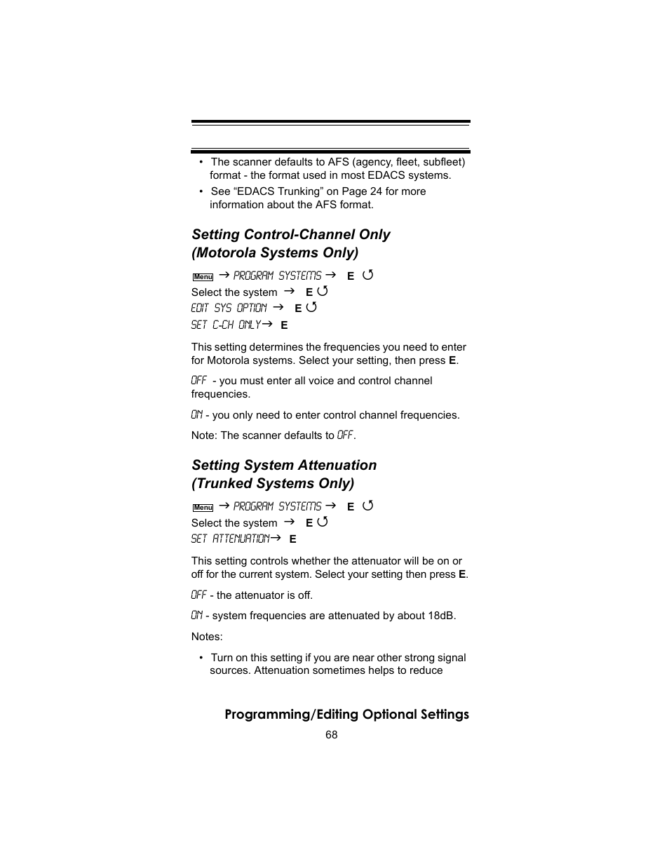 Setting system attenuation (trunked systems only) | Uniden BC246T User Manual | Page 68 / 140