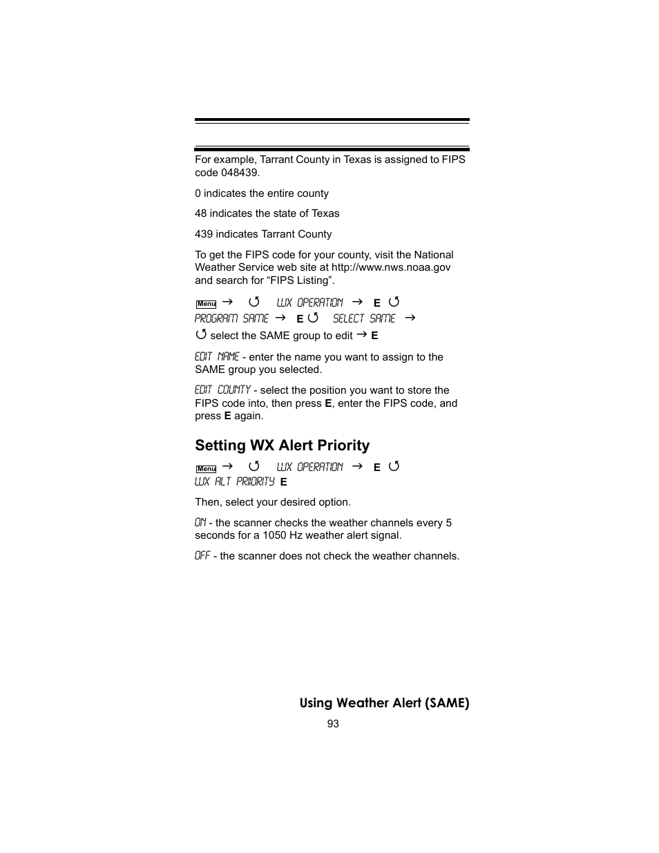 Setting wx alert priority | Uniden BC246T User Manual | Page 93 / 140