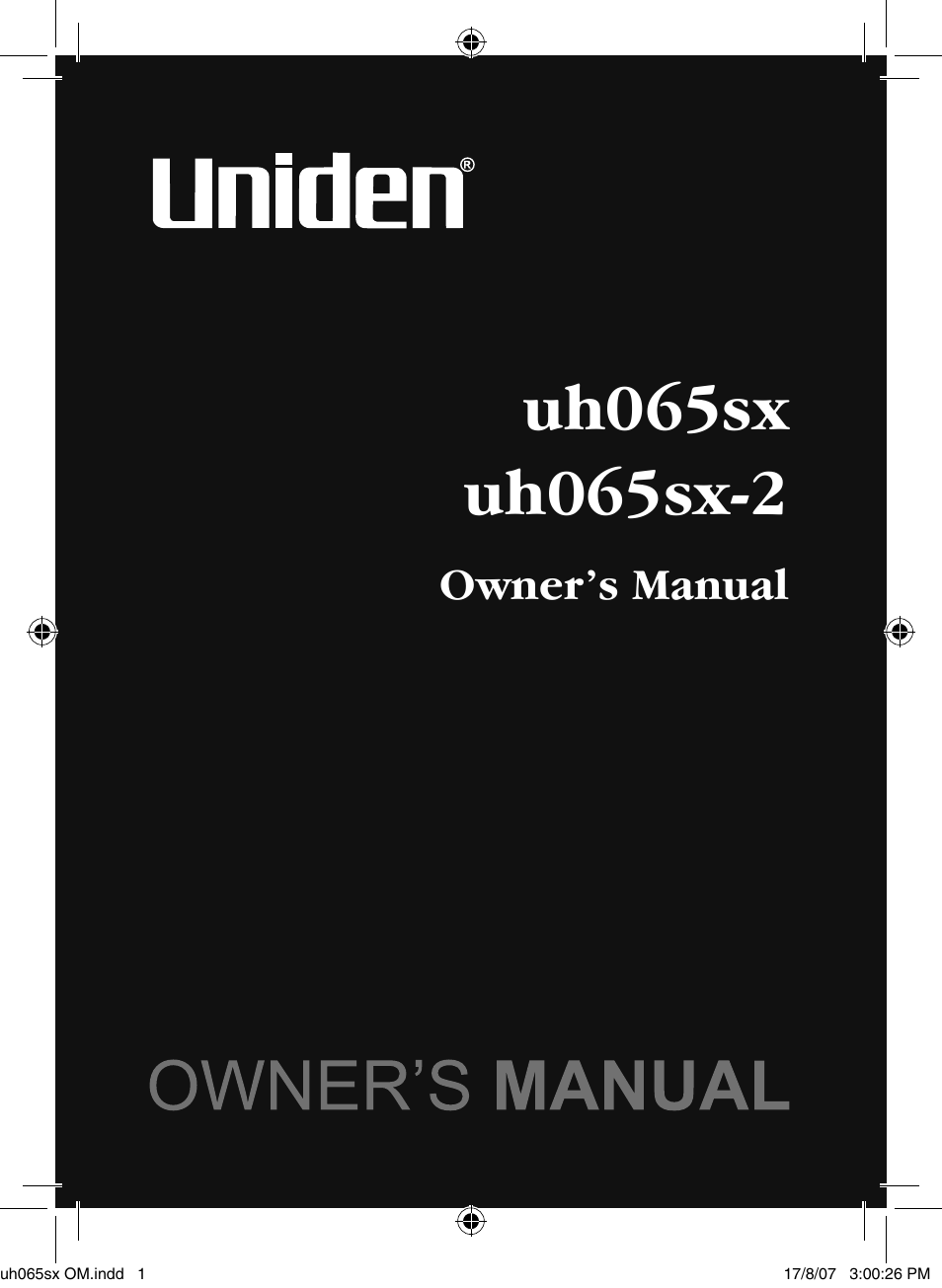 Uniden uh065sx User Manual | 28 pages