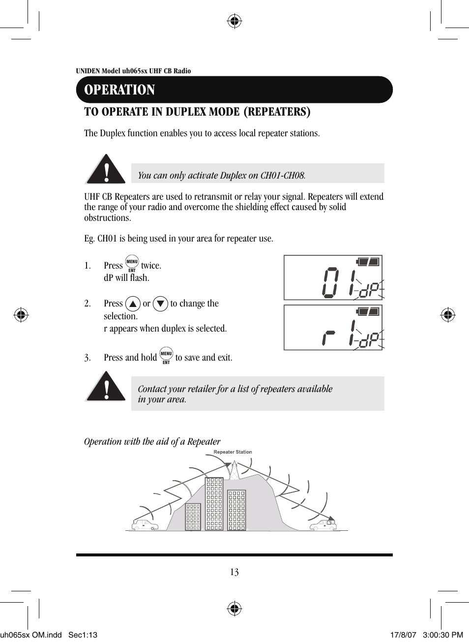 Operation | Uniden uh065sx User Manual | Page 14 / 28