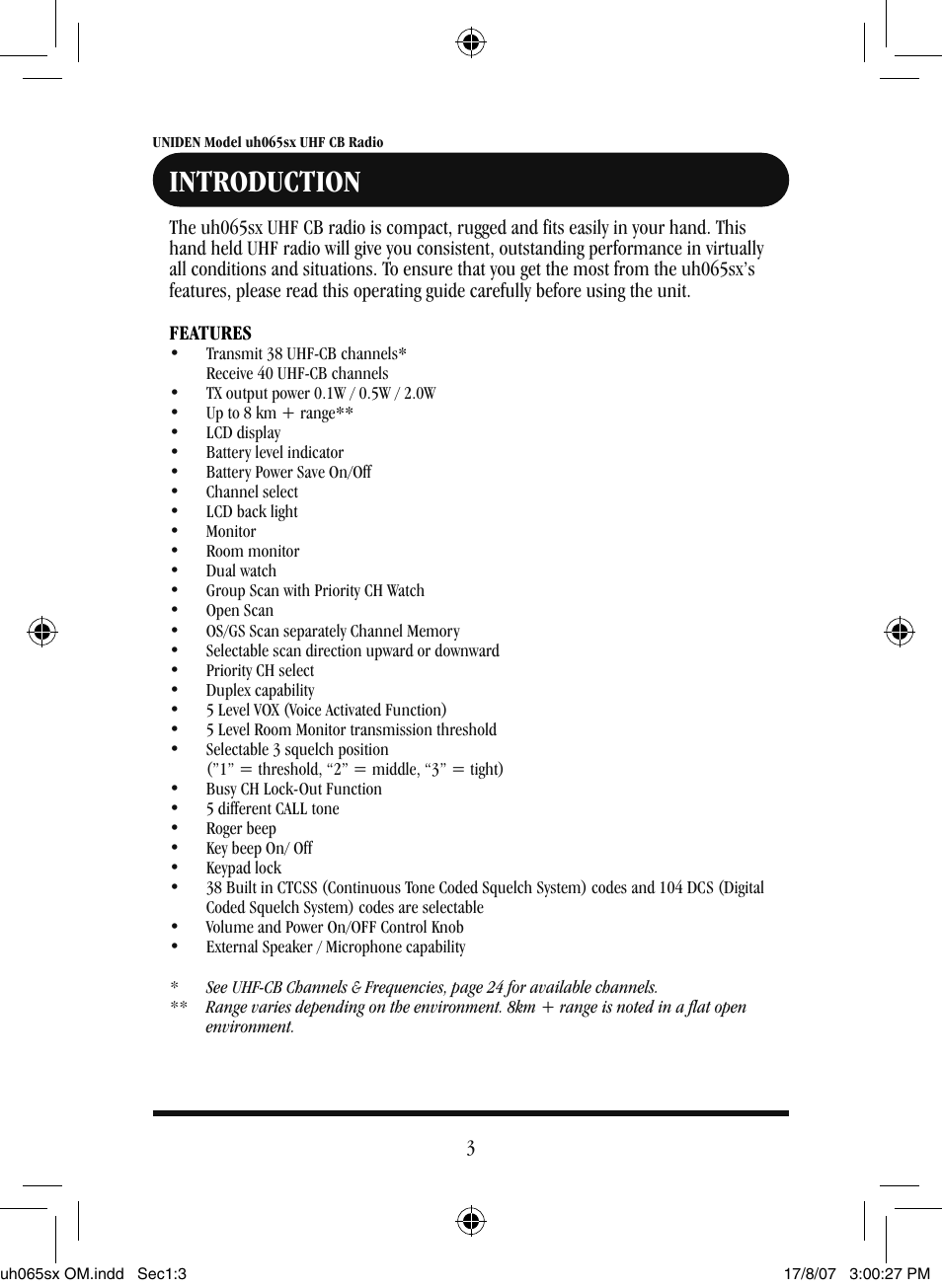 Introduction | Uniden uh065sx User Manual | Page 4 / 28