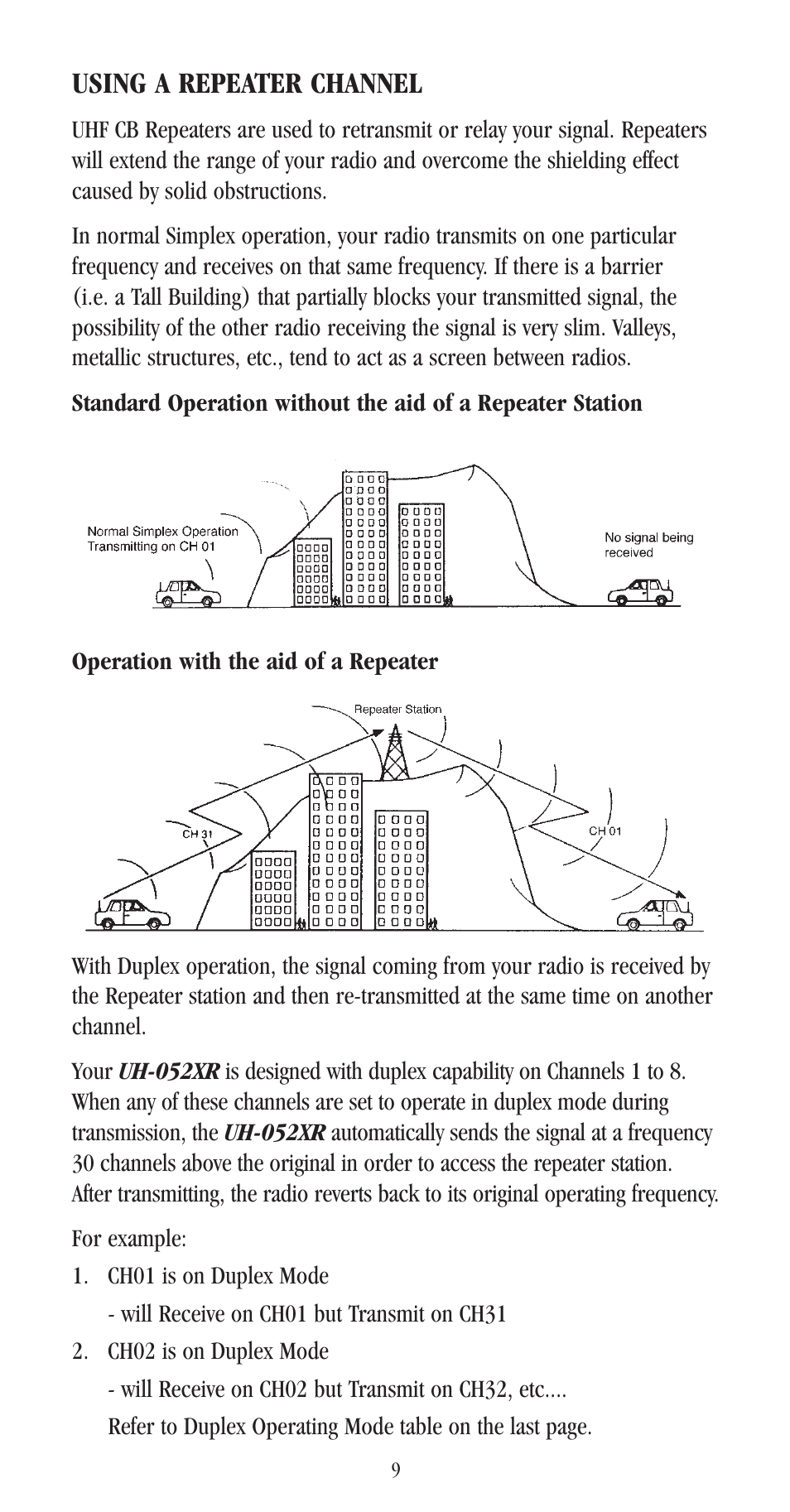 Using a repeater channel | Uniden UH-052XR User Manual | Page 12 / 28