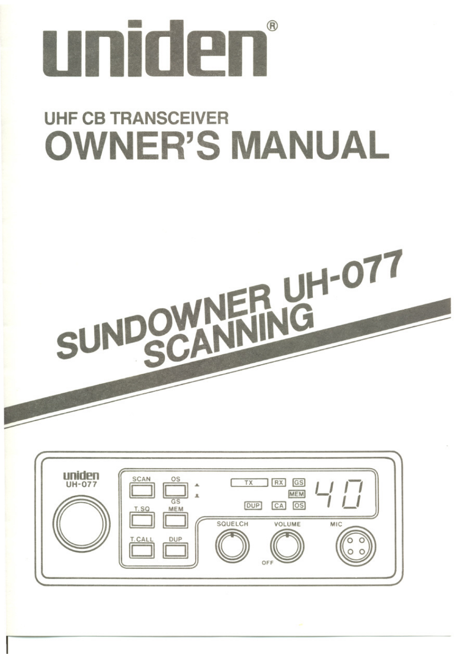 Uniden UH077 User Manual | 15 pages