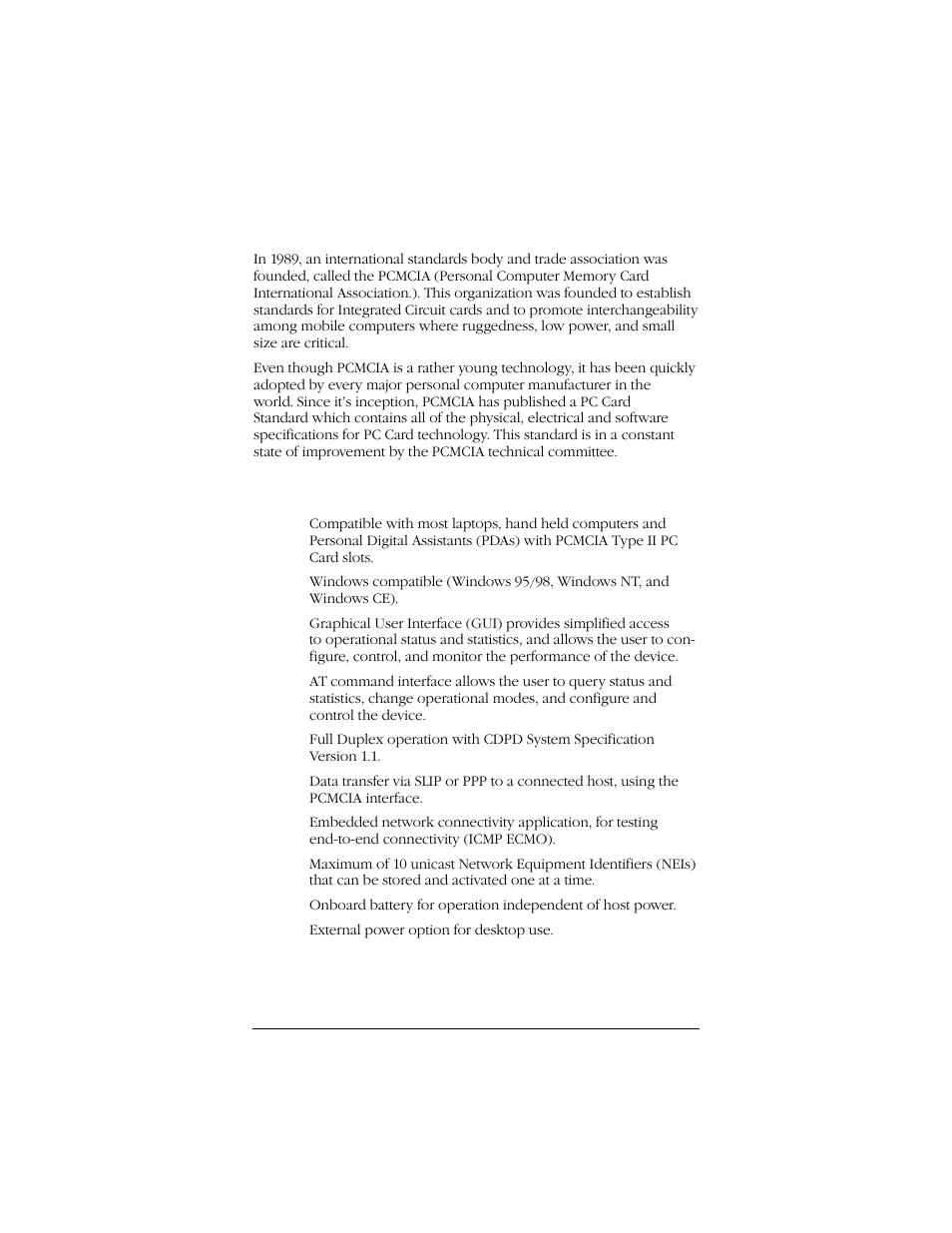 4 product highlights | Uniden Data 2000 Wireless CDPD PC Card User Manual | Page 5 / 99