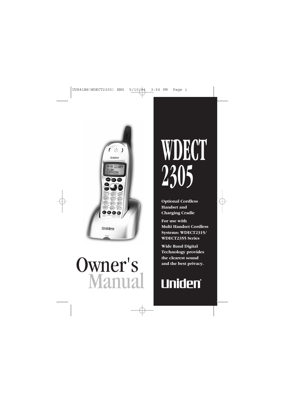 Uniden 2305 User Manual | 8 pages