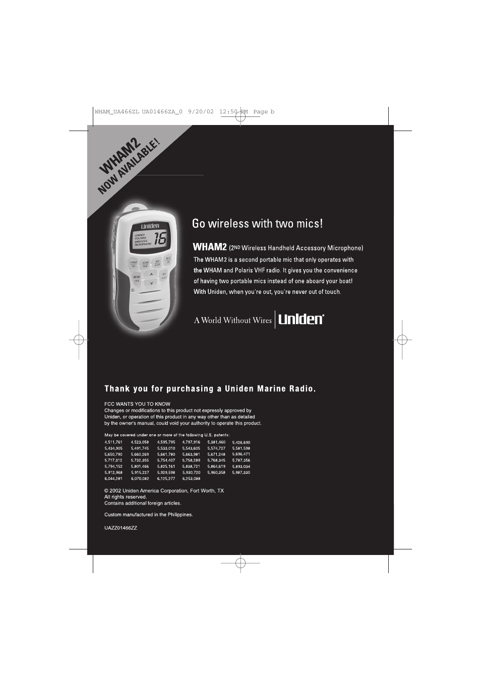 Uniden UA466ZL User Manual | Page 20 / 20