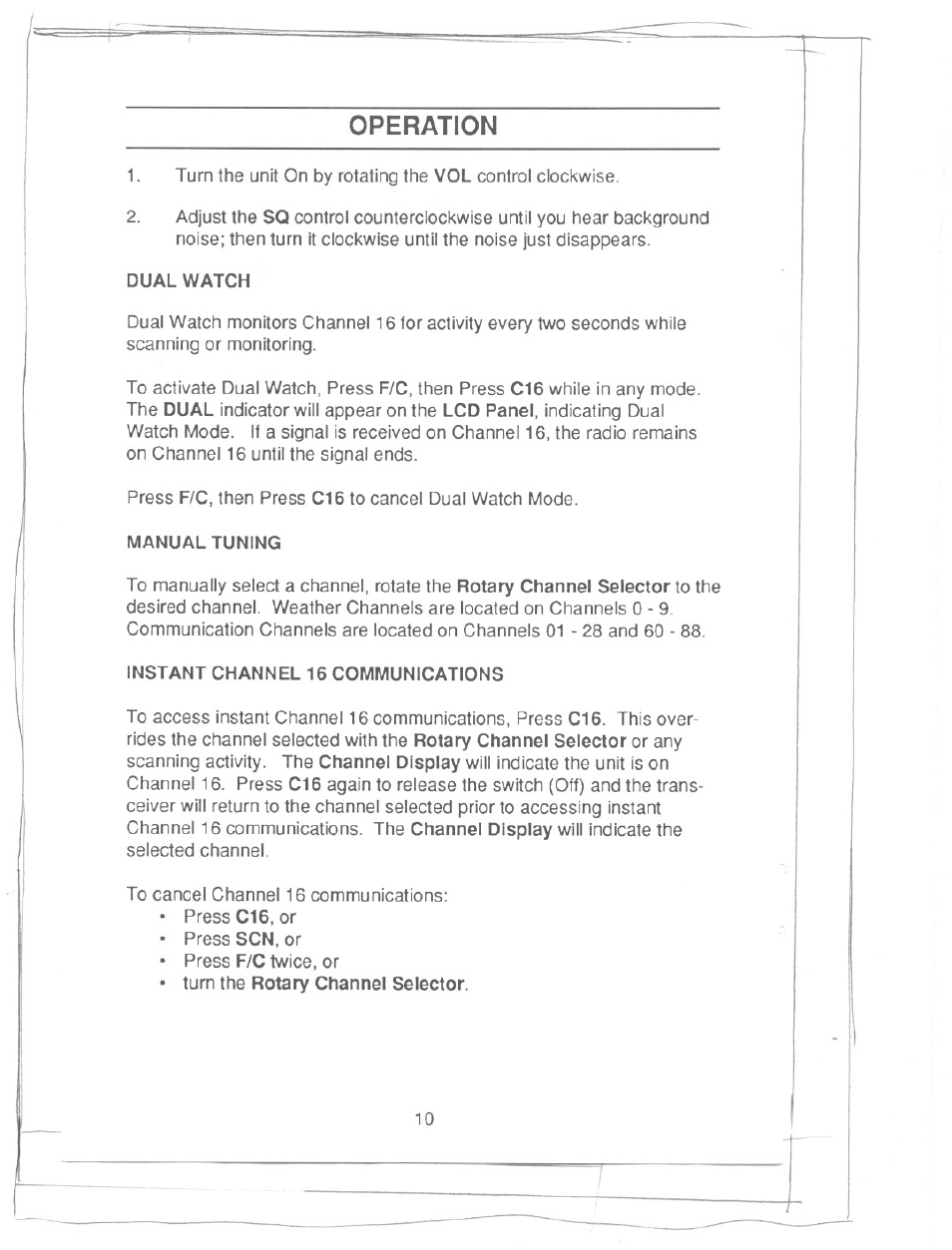 Operation | Uniden PRESIDENT LTD 950 User Manual | Page 12 / 33