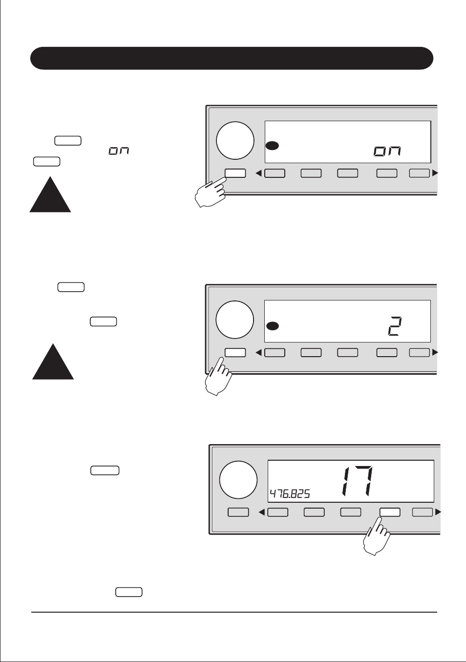 Operation, Busy channel lockout, Recalling the instant channel | Vox operation (optional vox headset required), Programming the instant priority channel, Sensitivity (1 - 9), Uniden model uh013 uhf cb radio | Uniden UH013 User Manual | Page 13 / 19