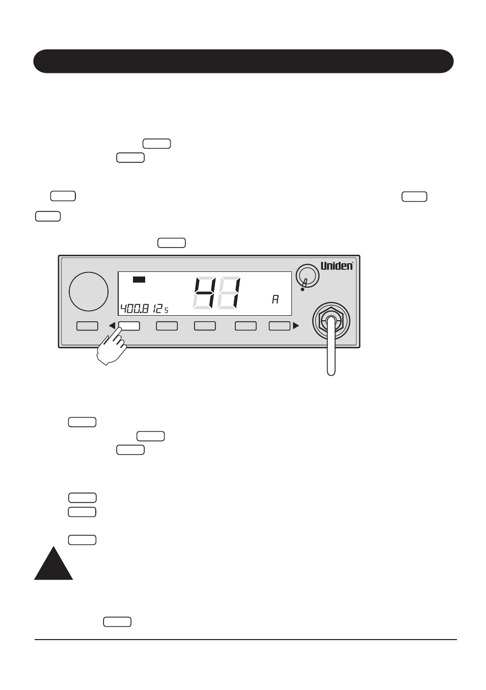 Operation, Searching, Scanning stored frequencies | Programming scan frequencies, Deleting stored frequencies | Uniden UH013 User Manual | Page 15 / 19