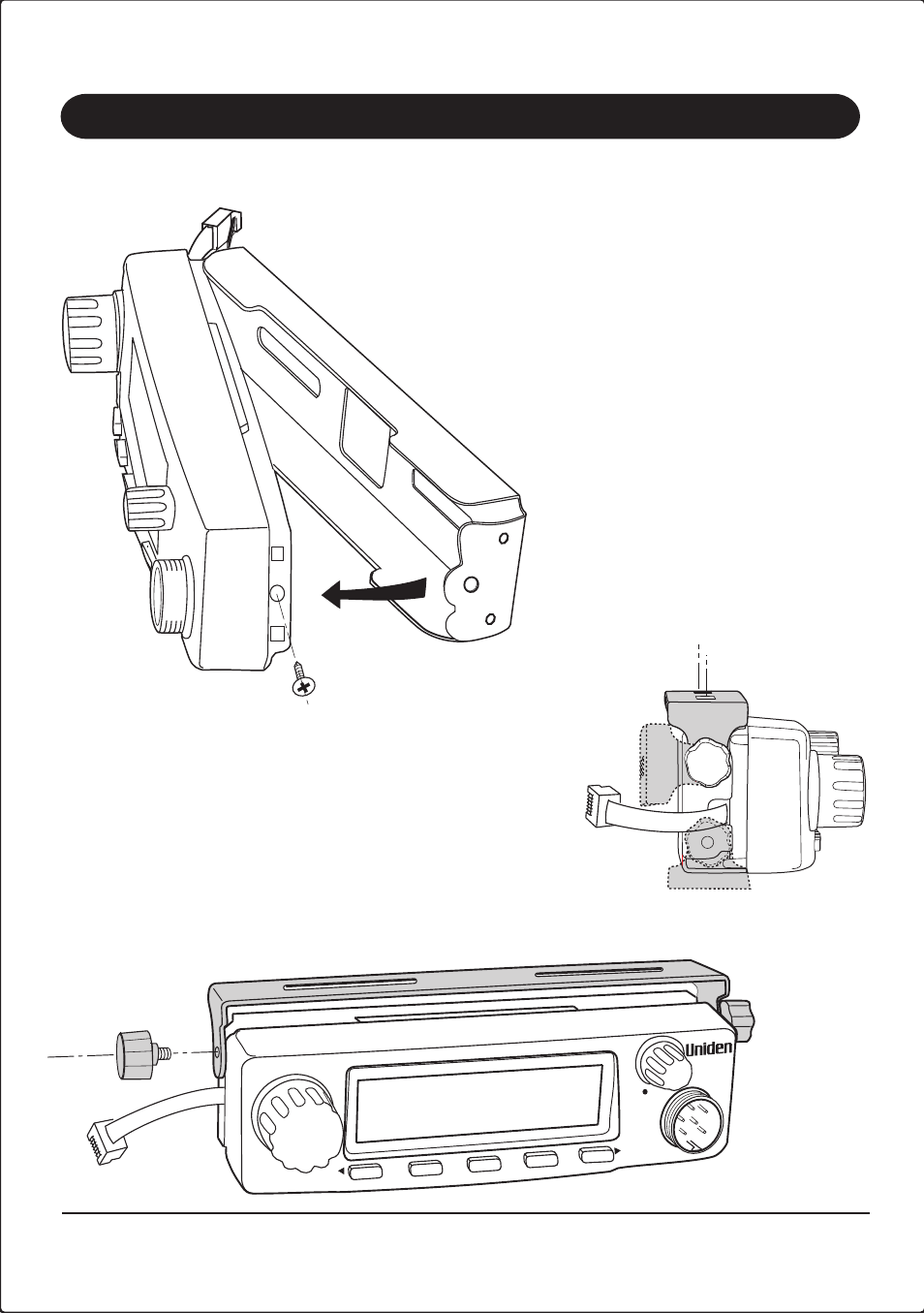 Ab c, Mounting options, Fixing the display rear bracket | Optional mounting positions, Remote mounting of the display unit | Uniden UH013 User Manual | Page 8 / 19