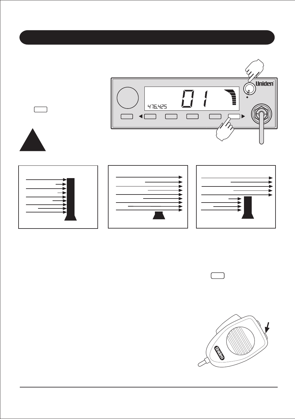 Operation, Setting the squelch, Monitor | Moni, Uniden model uh013 uhf cb radio | Uniden UH013 User Manual | Page 9 / 19