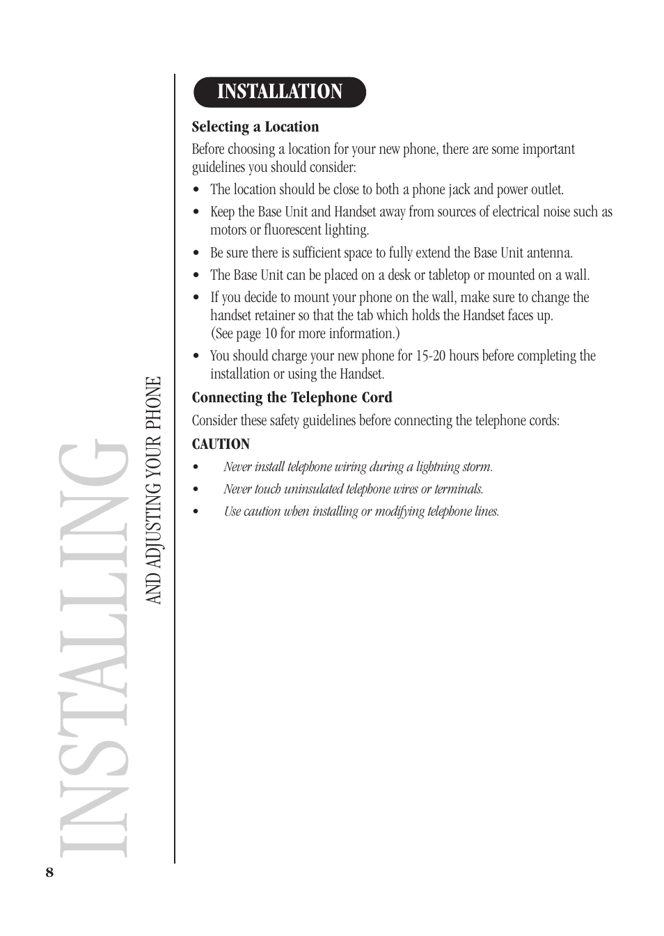 Inst alling | Uniden XS610 User Manual | Page 10 / 24