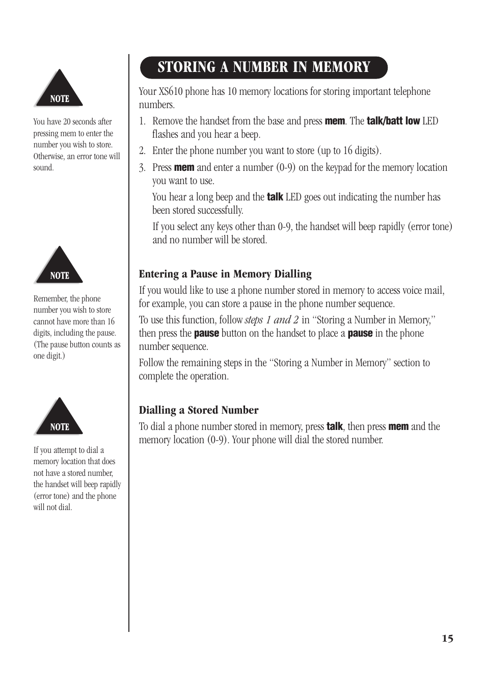 Uniden XS610 User Manual | Page 17 / 24