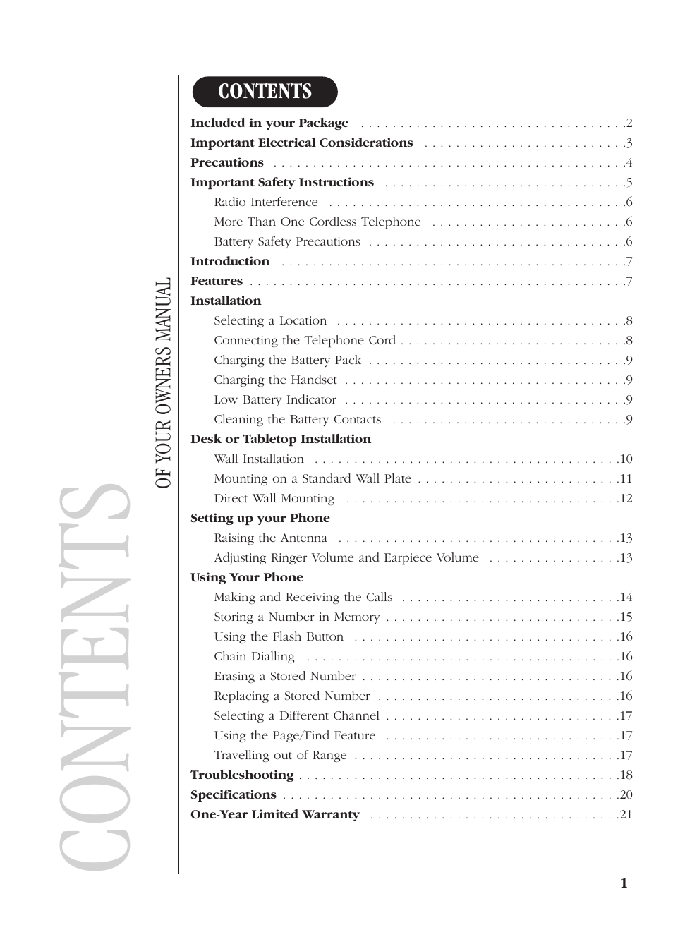 Uniden XS610 User Manual | Page 3 / 24