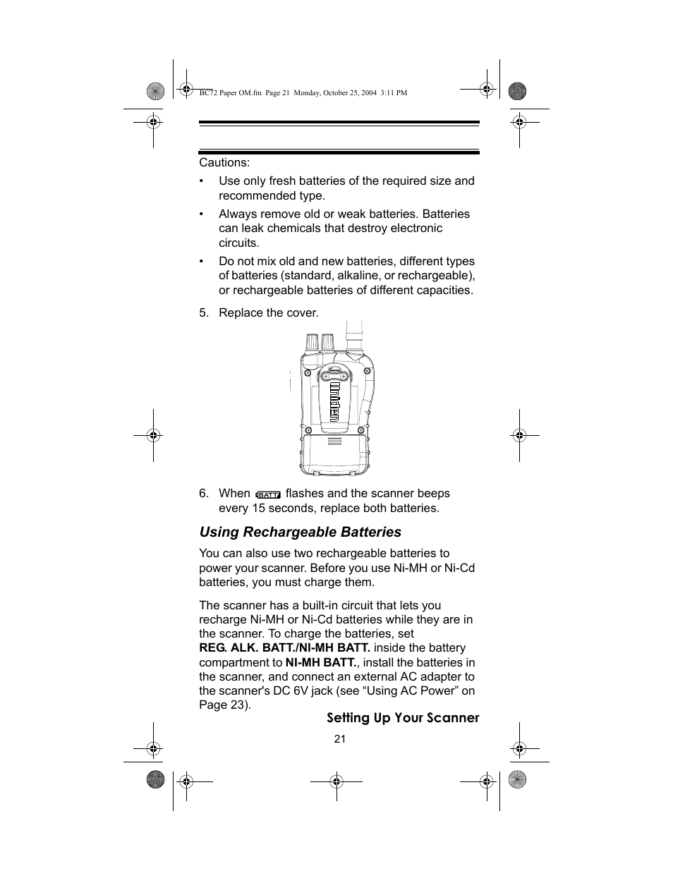Racing Electronics BC72XLT User Manual | Page 21 / 62