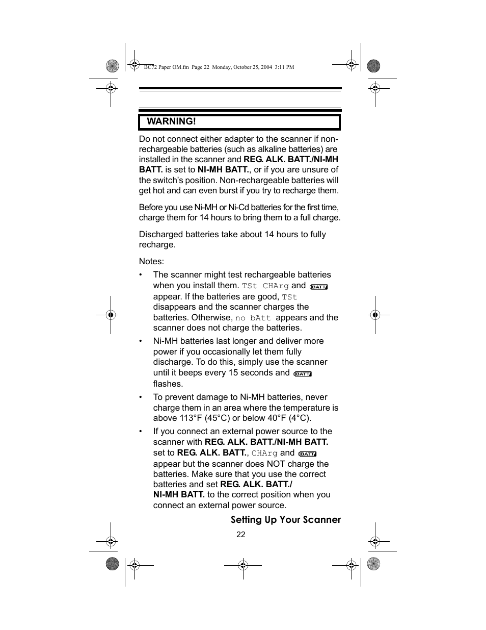 Racing Electronics BC72XLT User Manual | Page 22 / 62