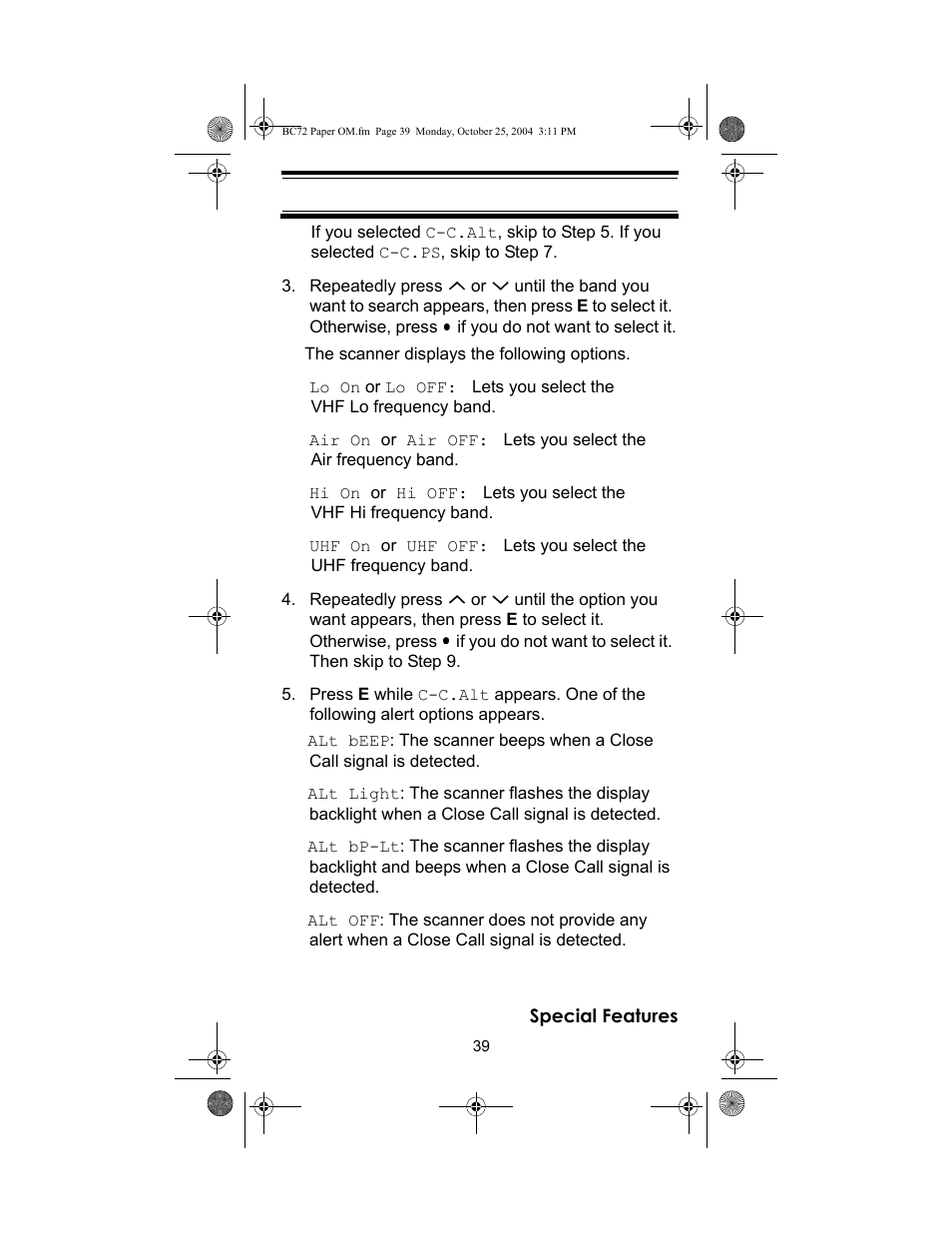 Racing Electronics BC72XLT User Manual | Page 39 / 62