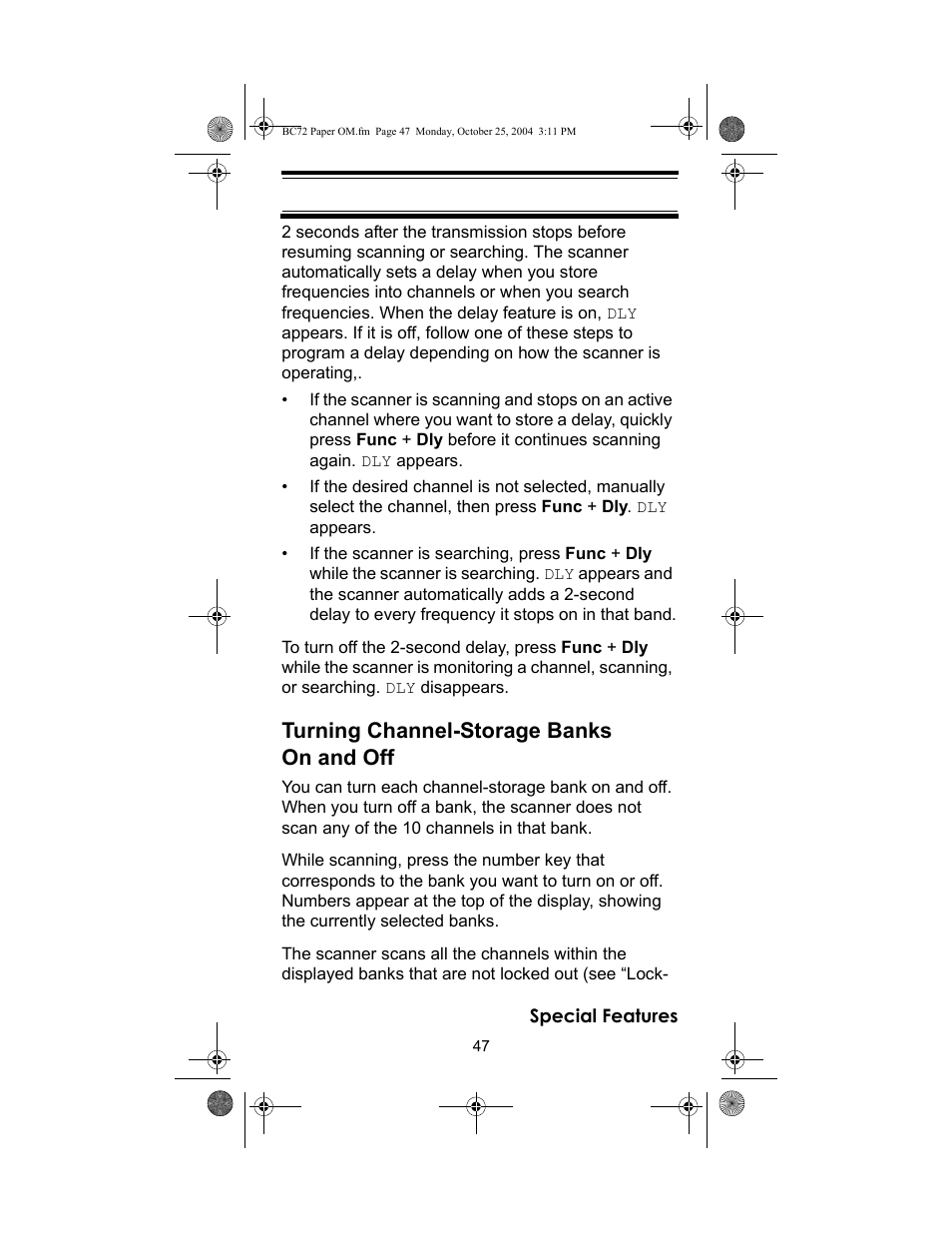 Turning channel-storage banks on and off | Racing Electronics BC72XLT User Manual | Page 47 / 62