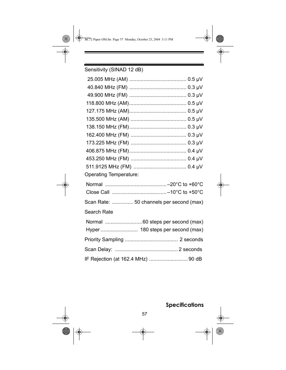 Racing Electronics BC72XLT User Manual | Page 57 / 62