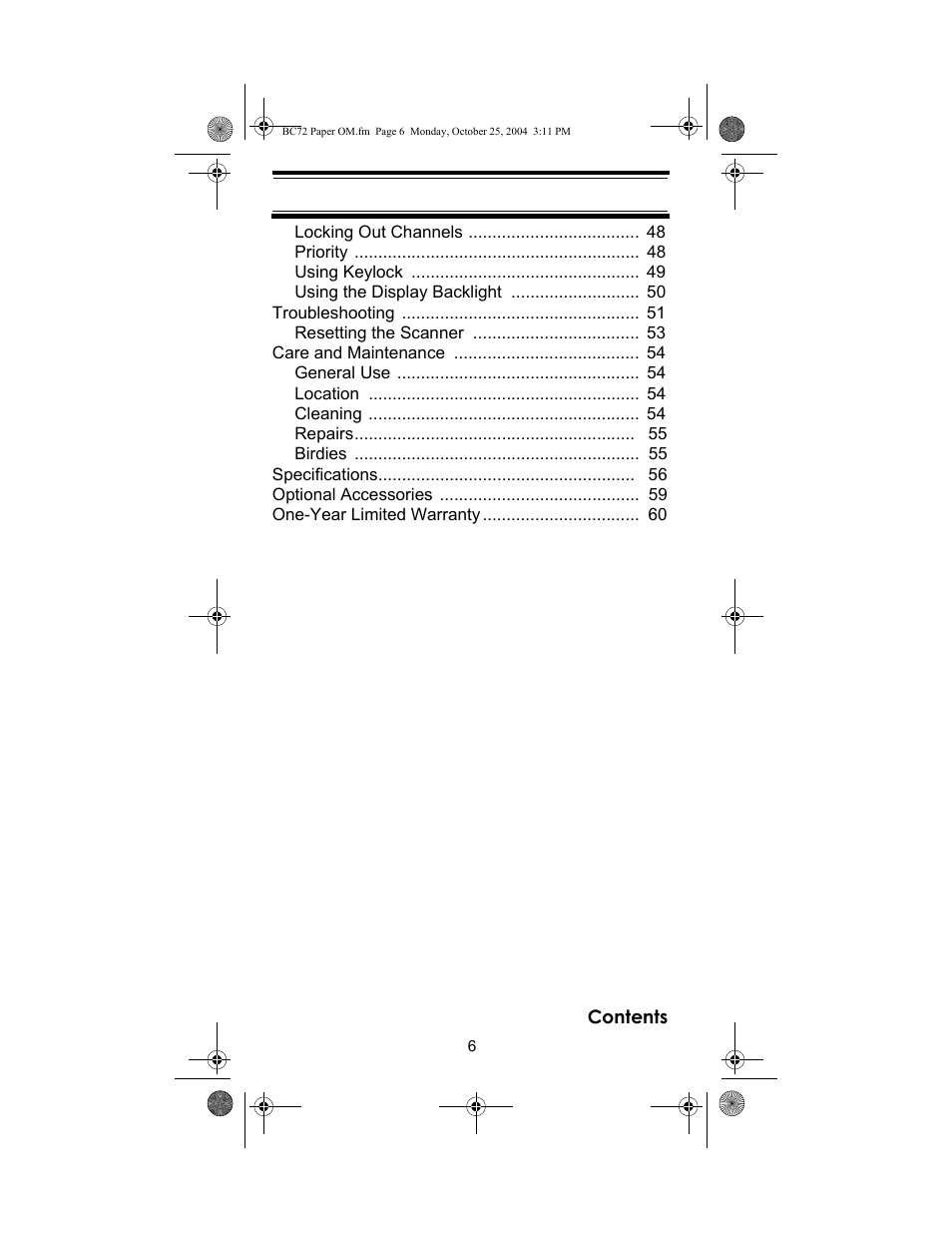 Racing Electronics BC72XLT User Manual | Page 6 / 62