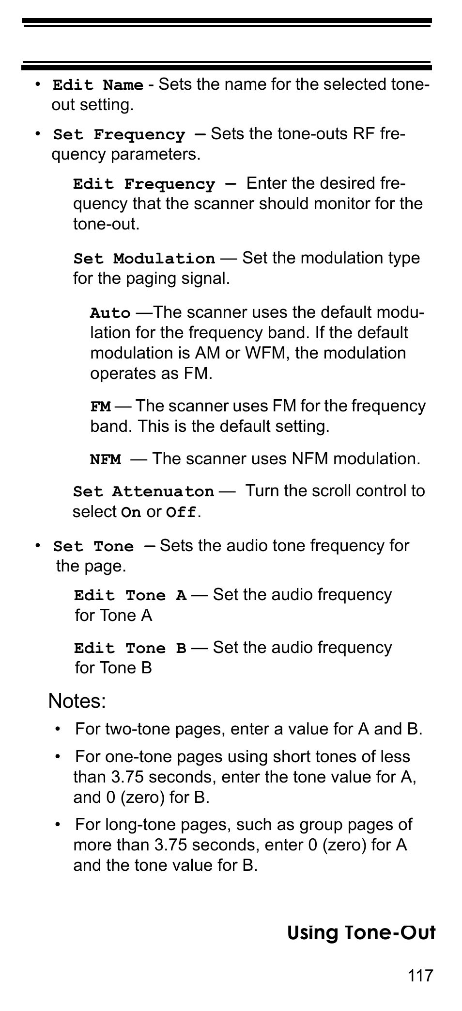 Using weather alert (same), Using tone-out | Uniden BCD396T User Manual | Page 117 / 154