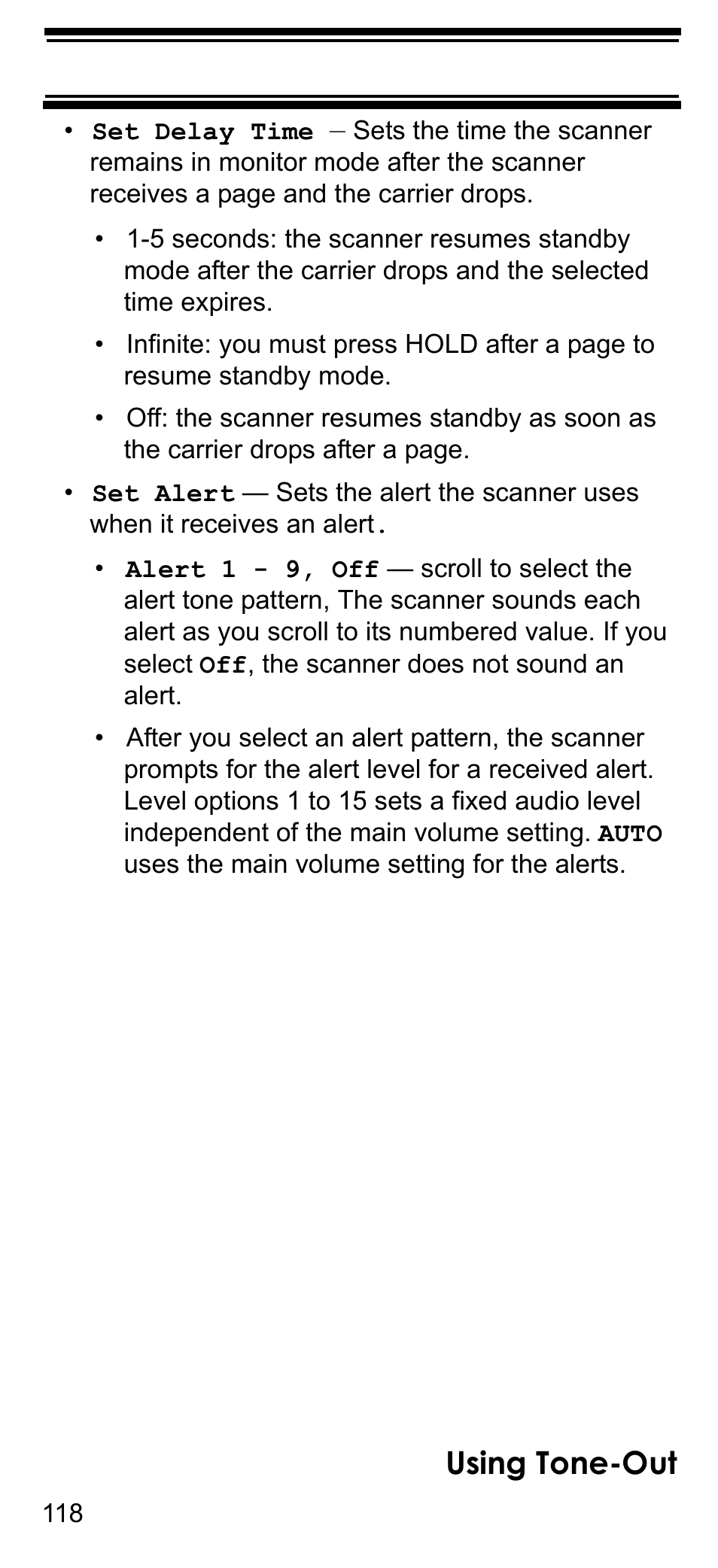 Using weather alert (same), Using tone-out | Uniden BCD396T User Manual | Page 118 / 154