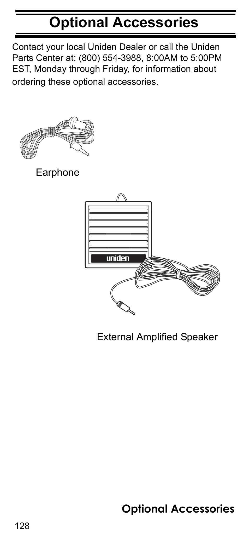 Optional accessories | Uniden BCD396T User Manual | Page 128 / 154