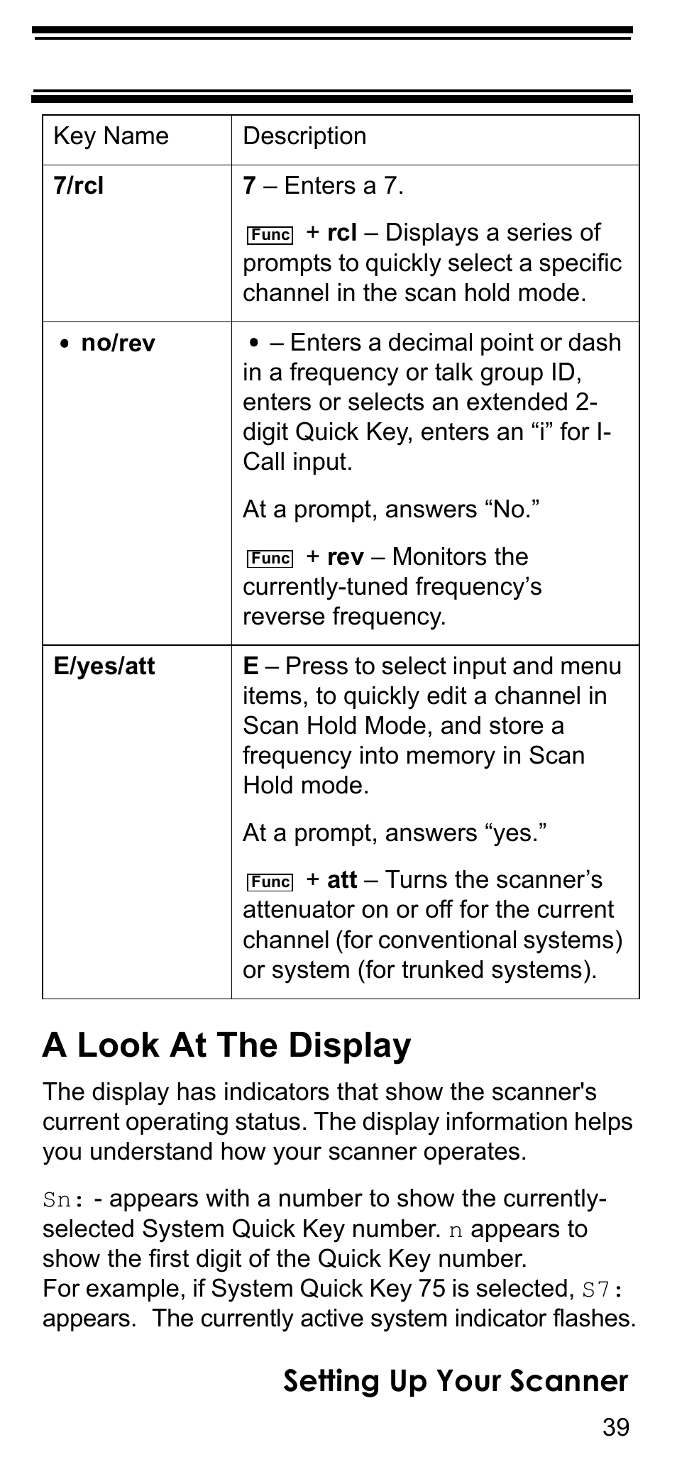 A look at the display, Setting up your scanner | Uniden BCD396T User Manual | Page 39 / 154