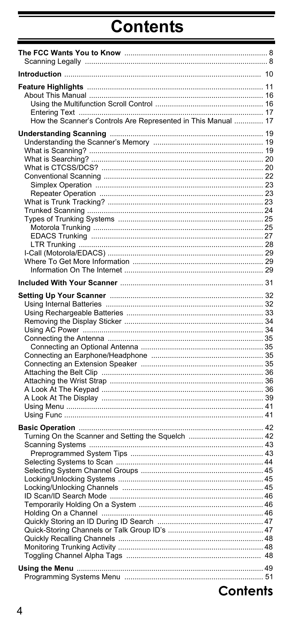 Uniden BCD396T User Manual | Page 4 / 154