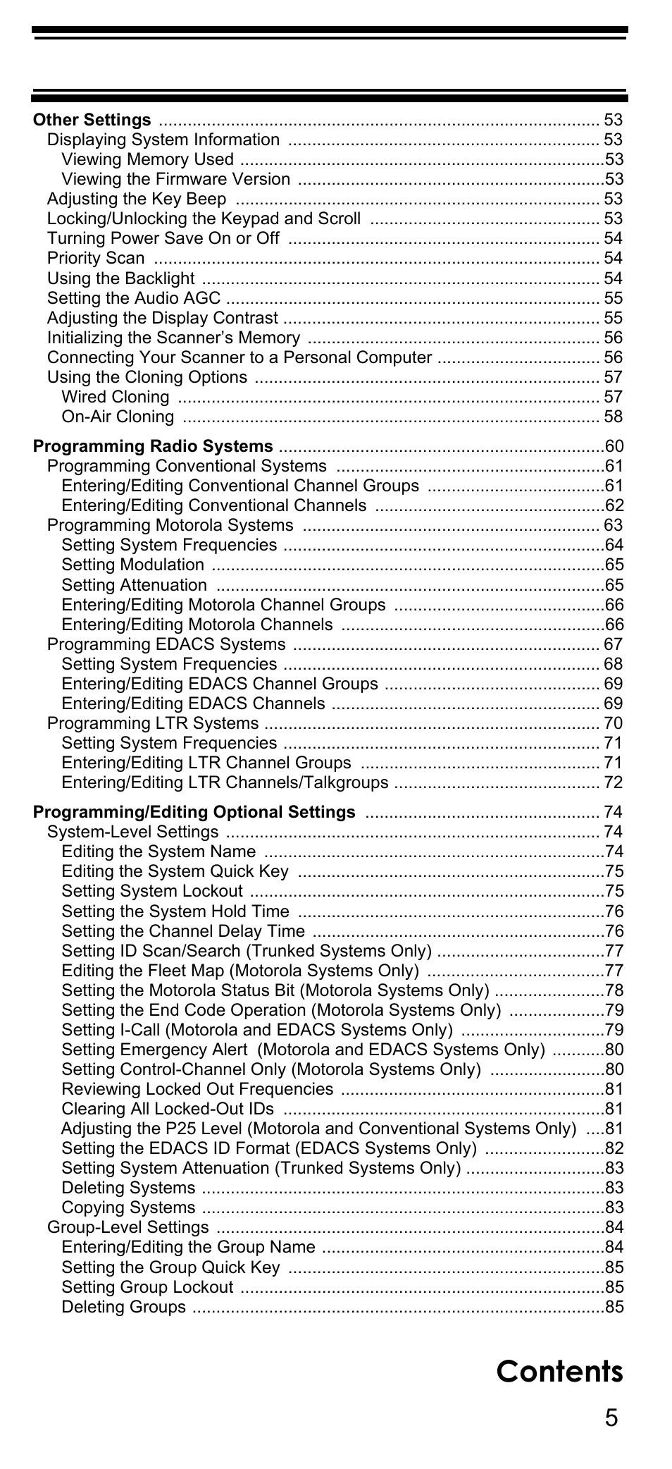 Uniden BCD396T User Manual | Page 5 / 154